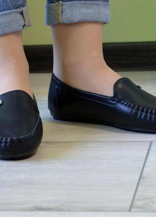 Мокасини жіночі чорні, м'які і зручні еко шкіра туфлі (b-278)4 фото