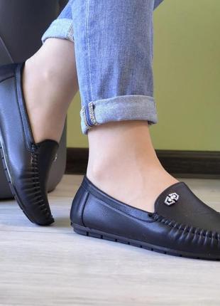 Мокасины женские черные 36р, мягкие и удобные эко кожа туфли (b-278)2 фото