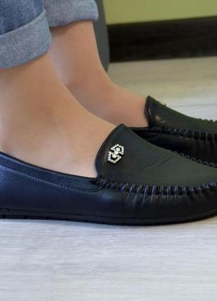 Мокасины женские черные 36р, мягкие и удобные эко кожа туфли (b-278)5 фото