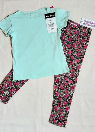 Комплект футболки та лосини м'ята та троянди sugar squad англія на 6-7 років (116-122 см)