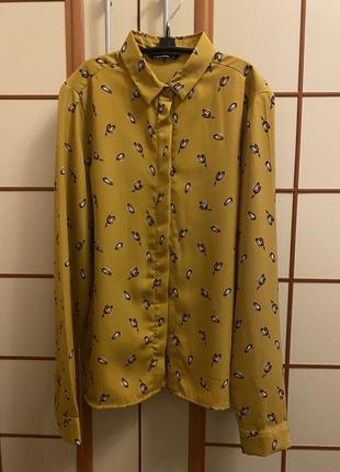 Гірчична шифонова блуза1 фото