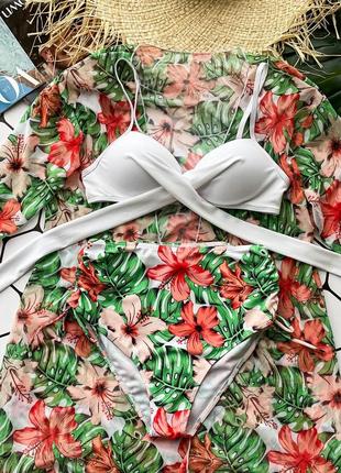 Роскошный пляжный 🌴 комплект купальник + туника 🤍