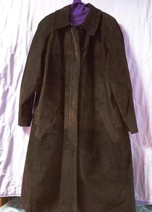 Шикарне замшеве пальто,плащ-трапеція,54-60разм.,wallace sacks,англія.