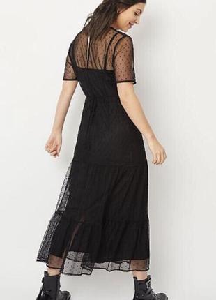 Длинное чёрное платье сетка george, размеры 10,141 фото