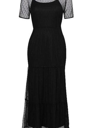 Длинное чёрное платье сетка george, размеры 10,143 фото