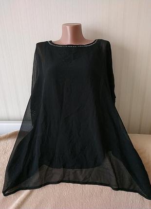 Блузочка черная, с подкладкой, идеальное состояние, р 18