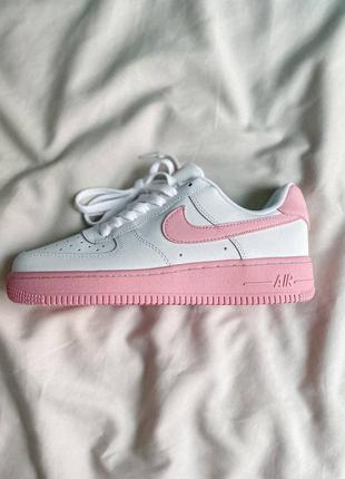 Кроссовки женские nike air force 1 белые/розовые (найк аир форс, кросівки)