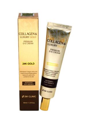 Премиум крем для кожи вокруг глаз 3w clinic collagen & luxury gold premium eye cream, 40мл1 фото