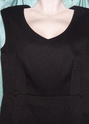 Женское строгое чёрное классическое платье миди 42 44 s3 фото