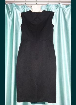 Женское строгое чёрное классическое платье миди 42 44 s4 фото