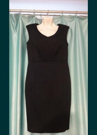 Женское строгое чёрное классическое платье миди 42 44 s1 фото