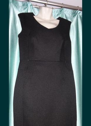 Женское строгое чёрное классическое платье миди 42 44 s2 фото