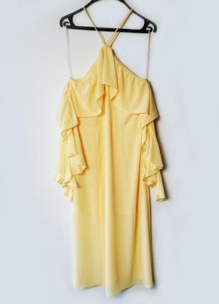 Роскошное желтое платье с оборками3 фото