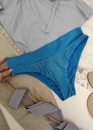 Яркий купальник плавки женские низ бикини раздельный голубой / высокие трусики с отворотом3 фото