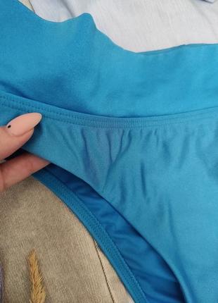 Яркий купальник плавки женские низ бикини раздельный голубой / высокие трусики с отворотом5 фото