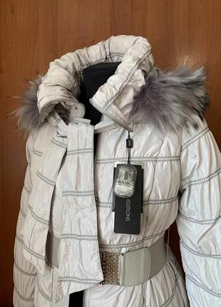 Basic editions куртка пуховик жіночий , капюшон хутро писар, стильний, колір сірий4 фото