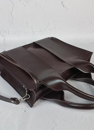 Деловая кожаная сумка "liberta" натуральная кожа шоколад с тиснением под рептилию.4 фото