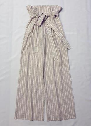 One&other льняные брюки штаны широкие палаццо с карманами высокая посадка 38 m пот 40 см3 фото