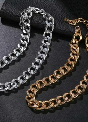 Чокер цепь золото стильная тренд цепочка ожерелье колье6 фото