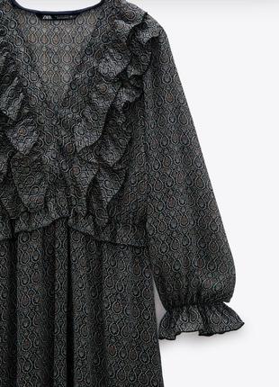 Платье zara миди макси воланы полупрозрачное с блестящей металлизированной нитью длинное зара xs 34 424 фото