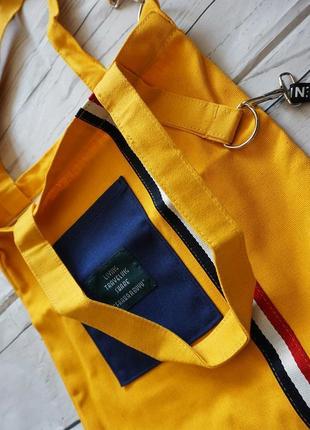 🔥🔥🔥сумка шоппер тканевая желтая с синим карманом, сумка шоппер6 фото