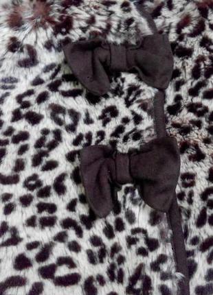 Бомбезное леопардове куртка пальтечко шубка пальто на дівчинку m&s з вушками5 фото