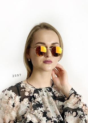 Невеликі дзеркальні окуляри з помаранчевими лінзами к. 25971 фото