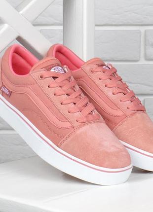 Кеды женские замша и текстиль vans old skool pink розовые1 фото