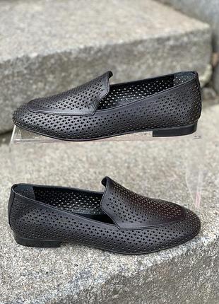 Туфли женские, натуральная кожа, чёрный цвет