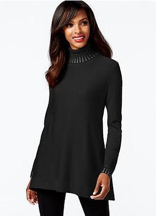Чорний гольф-туніка *легка трапеція* з камінчиками l на 48-52