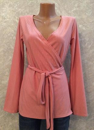 Кофточка блузка в рубчик на запах размер 10-12