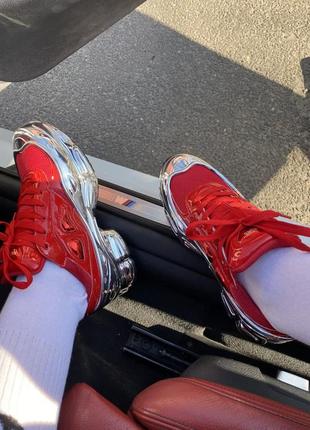 Женские кроссовки adidas x raf simons ozweego red/metallic silver6 фото