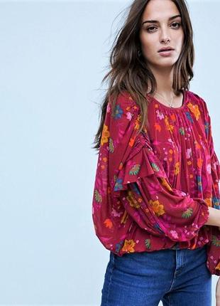 Стильна блуза*free people * в квітковий принт ( марокканські кольору)