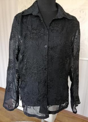 Нарядная шифоновая блуза с узором, размер 50-52.