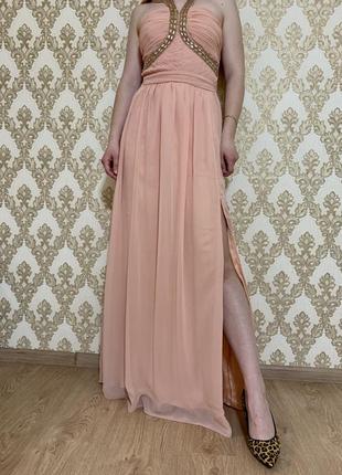 Гарне плаття/сарафан в підлогу ніжного кольору мерехтливої
