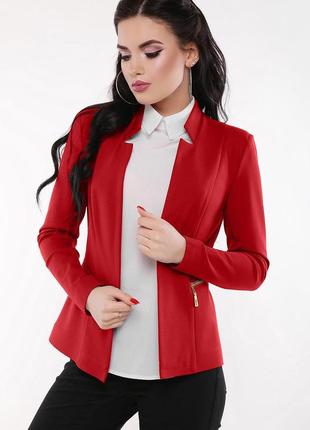 Красный  удлиненный  пиджак кардиган