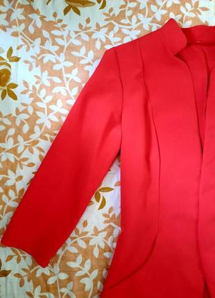 Красный  удлиненный  пиджак кардиган6 фото