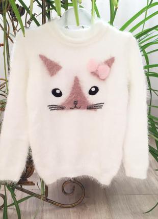2г свитер теплый пушистый котик breeze girls р92 как мех кролика