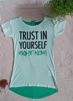 Нова бавовняна футболка туніка з контрастними написами crash one uk 10-12 eur 140-152