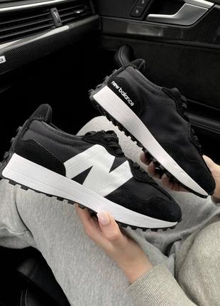 New balance 327 black white, кроссовки нью баланс