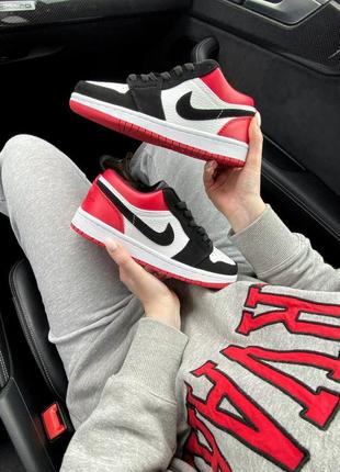 Nike jordan 1 low red black white, женские кроссовки найк джордан низкие