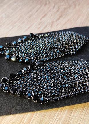 Сережки сережки сережки підвіска висульки камені медузи чорні стрази4 фото
