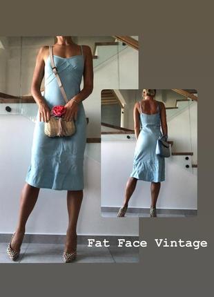 Льняной сарафан бренд fat face vintage, льняное платье миди