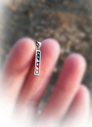 🔹️подвеска серебро покрытие родий фианит разноцветный кулон