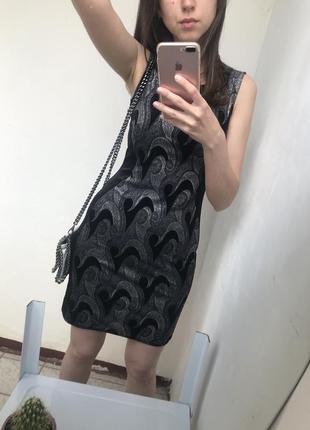 Велюровое платье , бархатное чёрное платье серебристое s