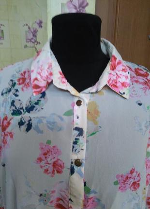 Красивенная шифоновая блуза рубашка в цветочный принт atmosphere р.18. большой размер!2 фото