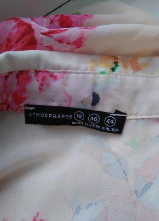 Красивенная шифоновая блуза рубашка в цветочный принт atmosphere р.18. большой размер!7 фото