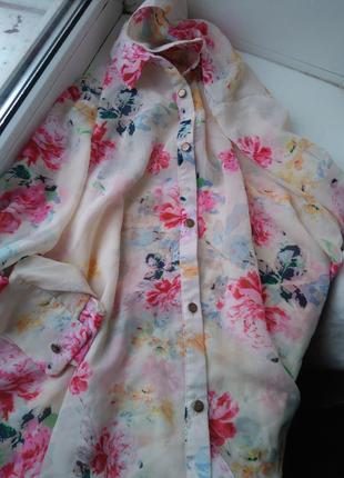 Красивенная шифоновая блуза рубашка в цветочный принт atmosphere р.18. большой размер!10 фото