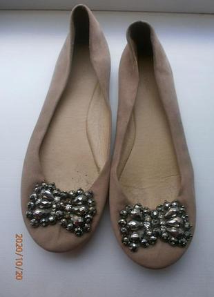 Балетки беж замша