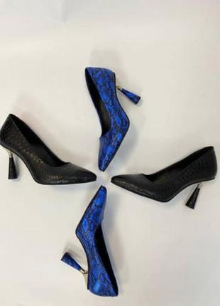 Шикарные туфли люкс из натуральной кожи синий питон на итальянской шпильке 9,5см4 фото